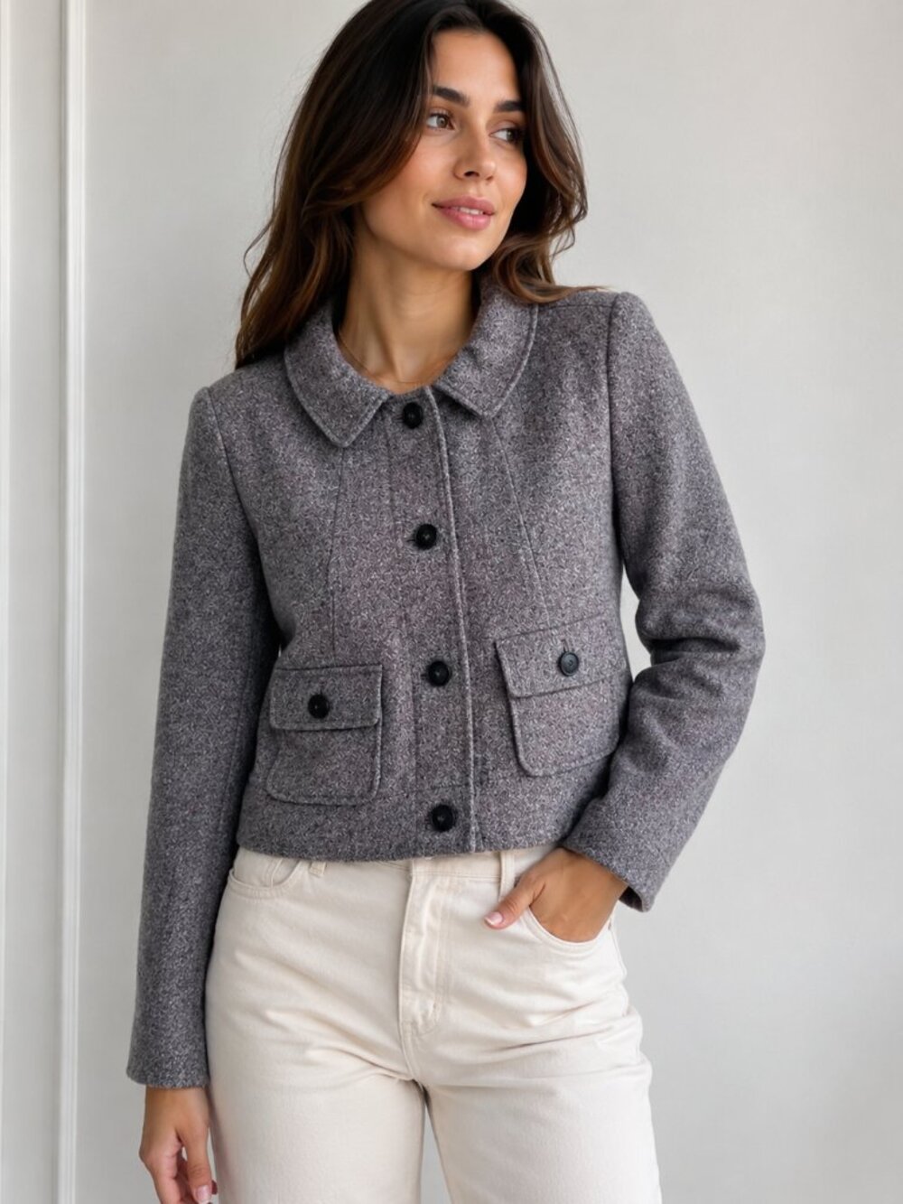 DKNYC Glittery Purple and Gray Tweed Jacket